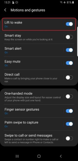 Android Pie One UI lift to wake galaxy s9